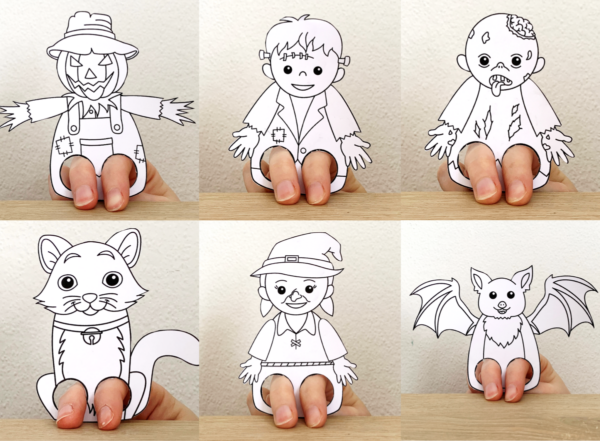 Halloween Finger Puppets Spooky Day Printable Coloring Paper Craft ...
