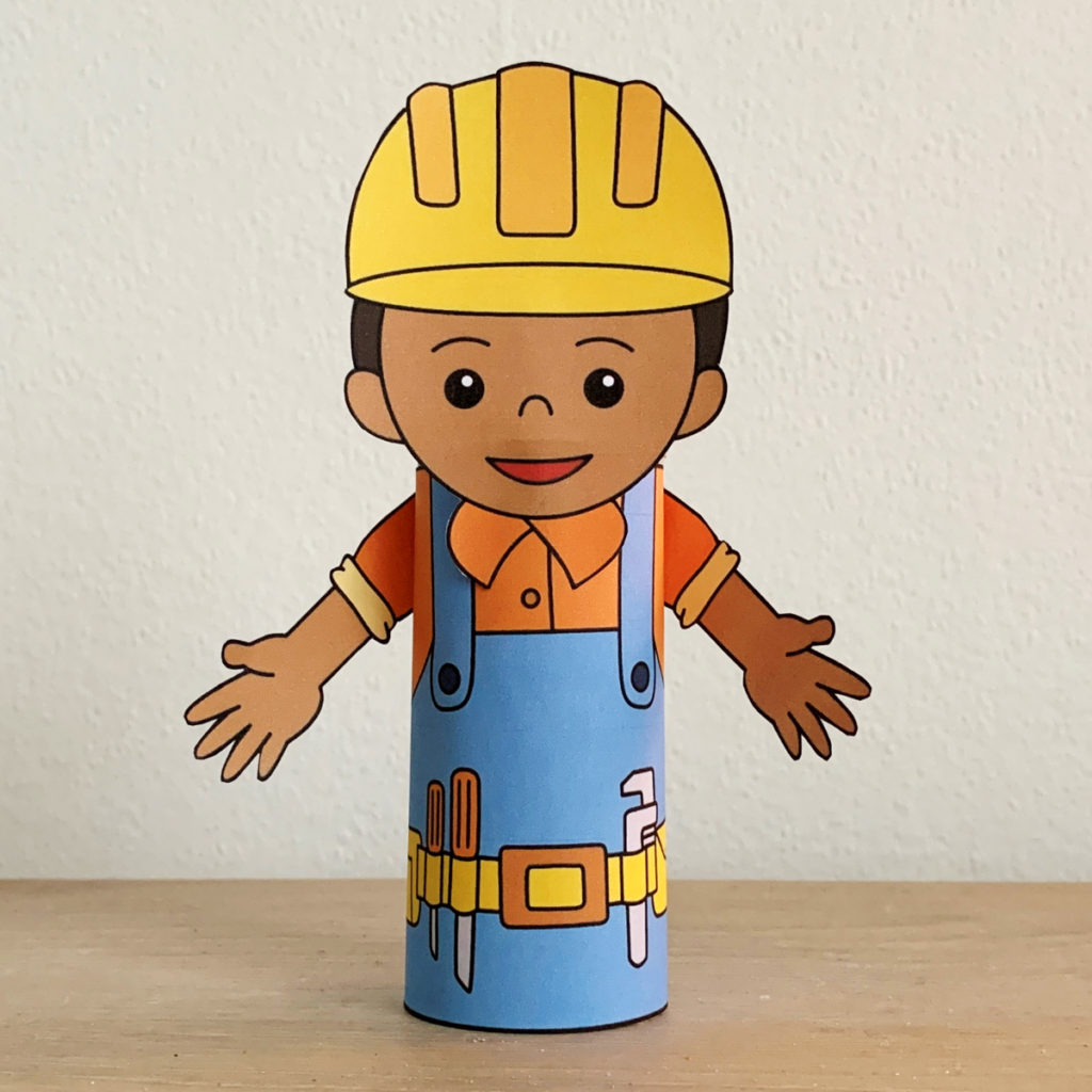 Builder toilet paper roll craft Printable Career Day Community Helper