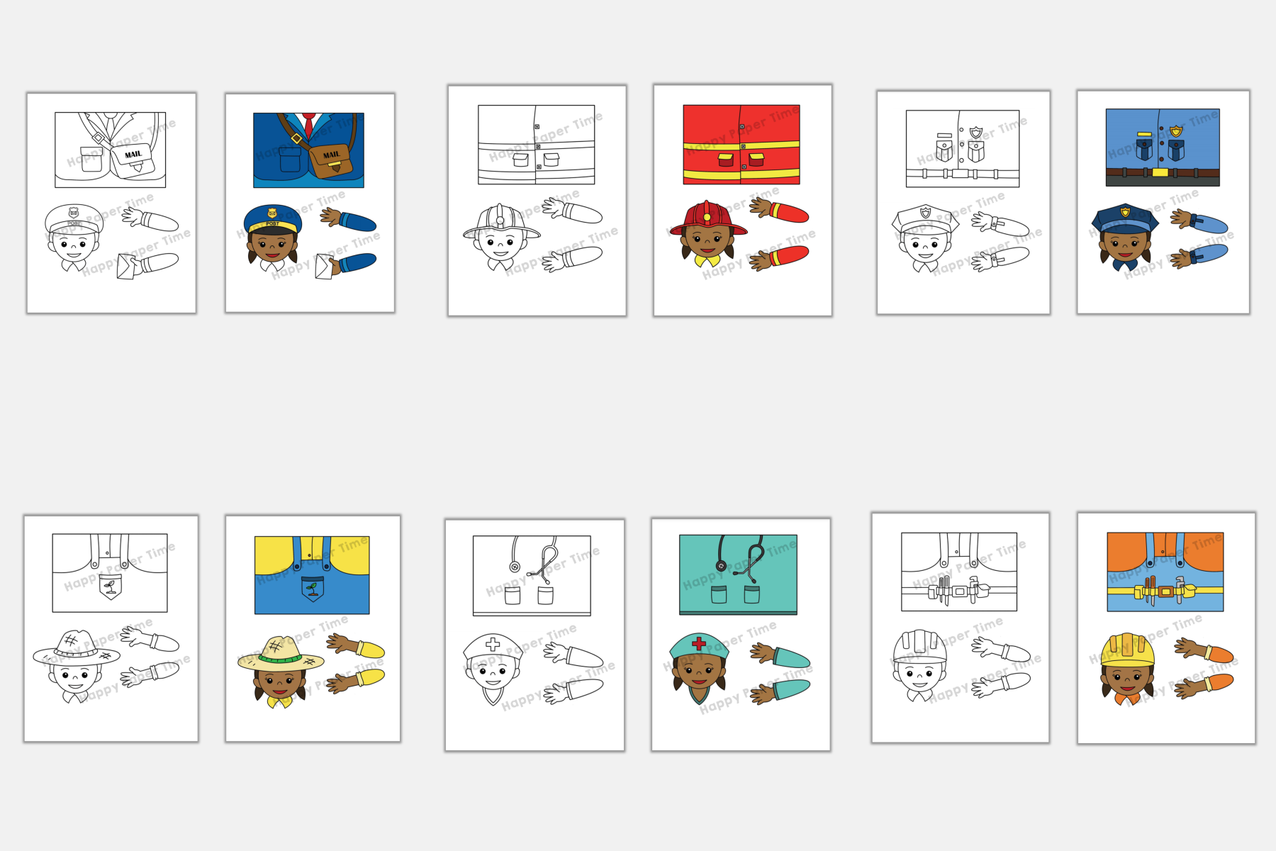 Community Helpers toilet paper roll craft Printable Career day Coloring