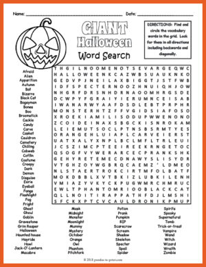 NO PREP GIANT HALLOWEEN Vocabulary Word Search Puzzle Worksheet - Made ...
