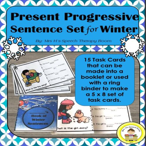 Winter Speech Therapy Present Progressive Verb Sentence Activities