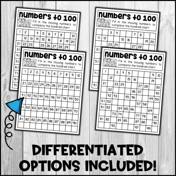 Numbers to 100 - Hundred Chart Center - Fill in the Missing Number ...
