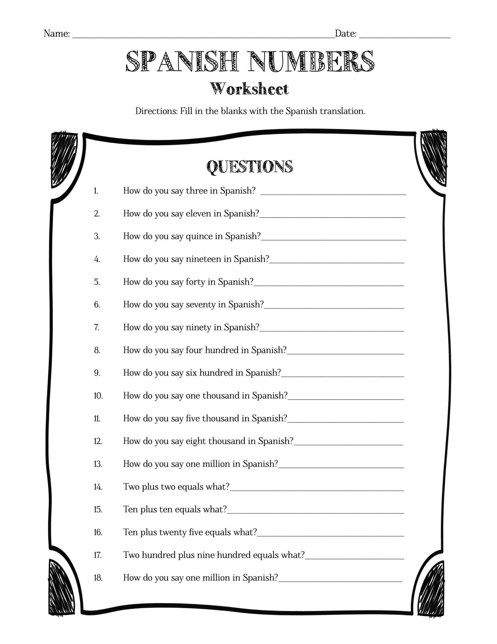spanish-numbers-information-sheet-worksheet-answer-key-made-by