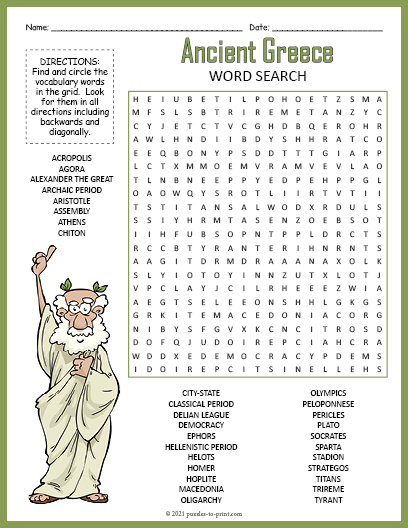 ANCIENT GREECE Civilization Word Search Puzzle Worksheet Activity | Made By  Teachers
