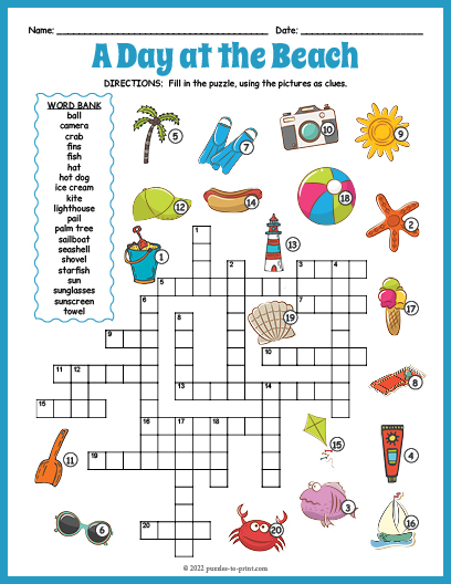 Printable Summer Crossword Puzzles