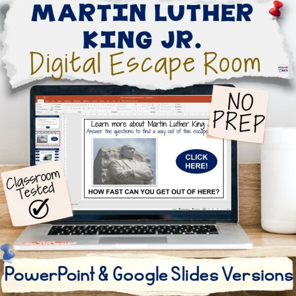 Martin Luther King Jr. Digital Escape Room PowerPoint, Google Slides