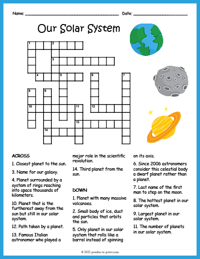 SOLAR SYSTEM PLANETS Crossword Puzzle Worksheet Activity Made By 