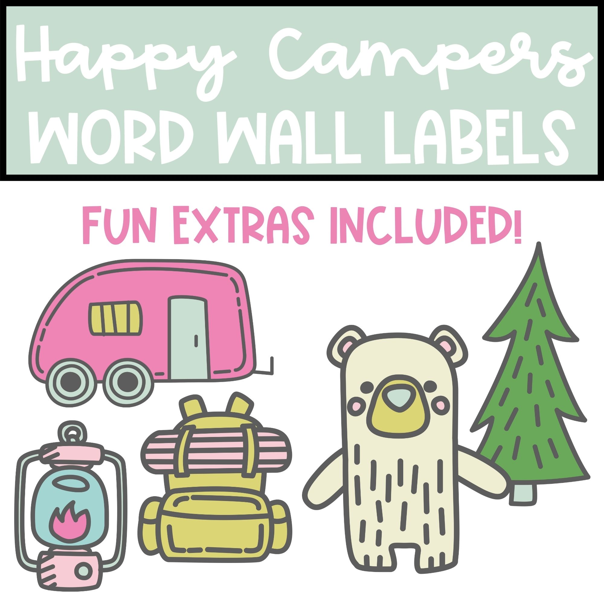 Happy Campers Classroom Decor EDITABLE Word Wall Labels Made By Teachers