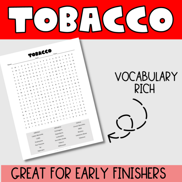 Tobacco Word Search Puzzle Made By Teachers