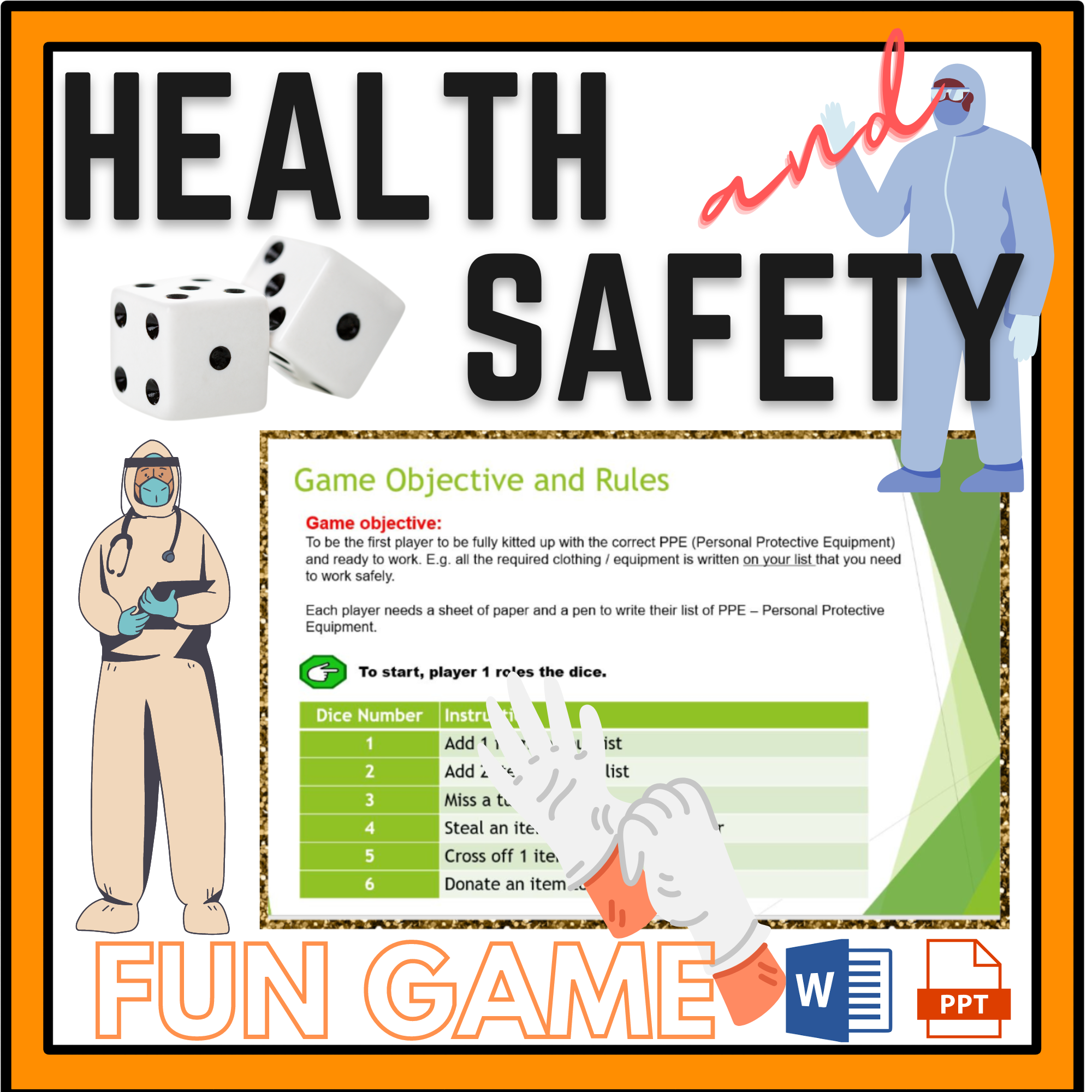 Health And Safety PPE Dice Game Warm Up Lesson Starter Made By 