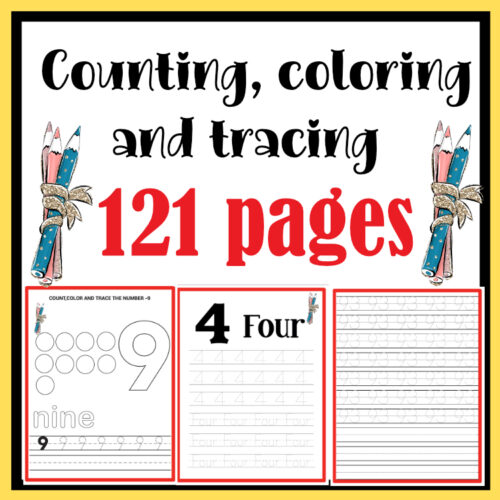 Printable 121 Number Tracing counting and coloring Worksheets | Made By ...