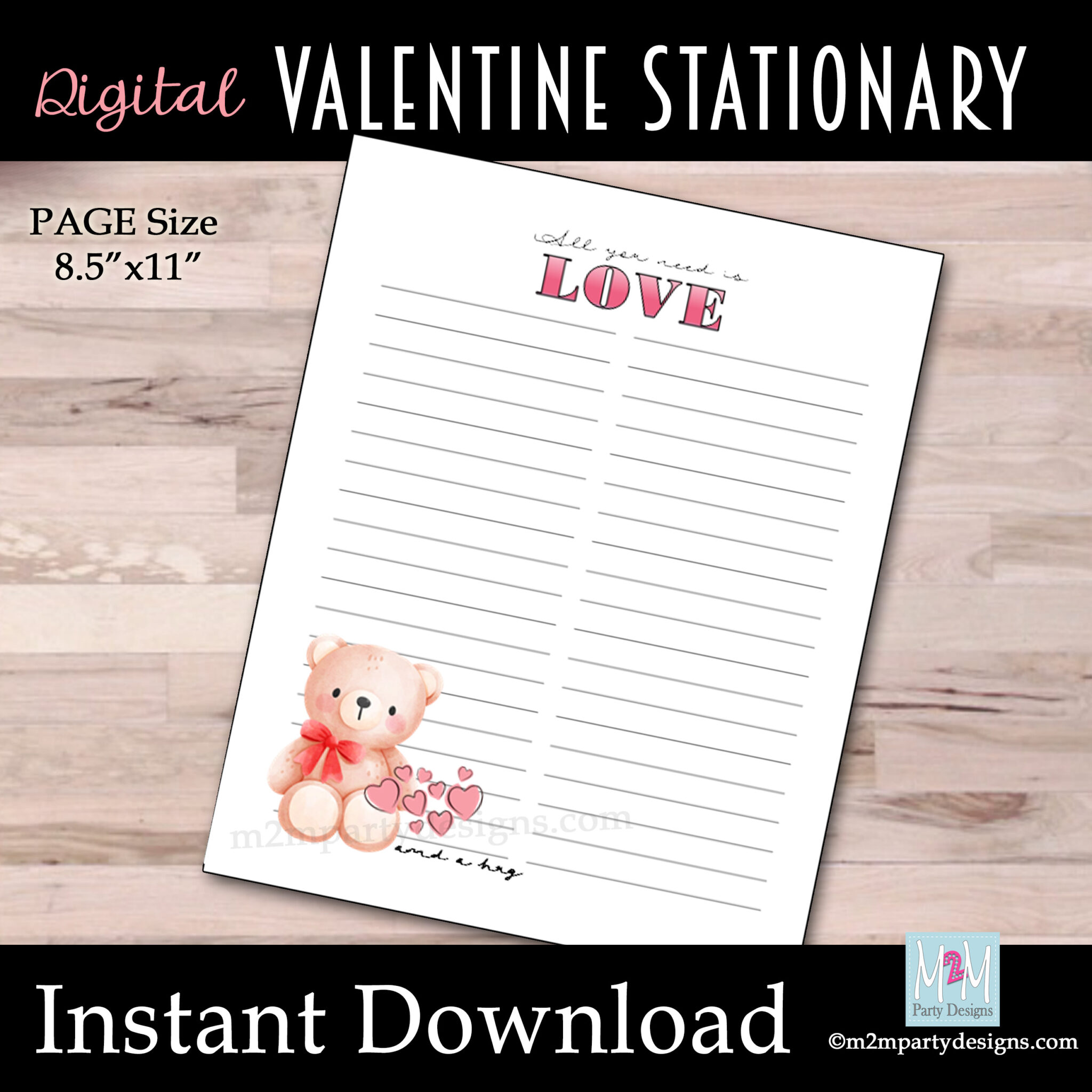 Printable Valentine's List Stationary, Love List Stationary, February ...