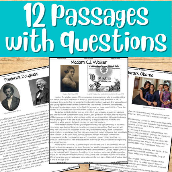 Black History Month Famous African Americans Reading Passages Bundle ...