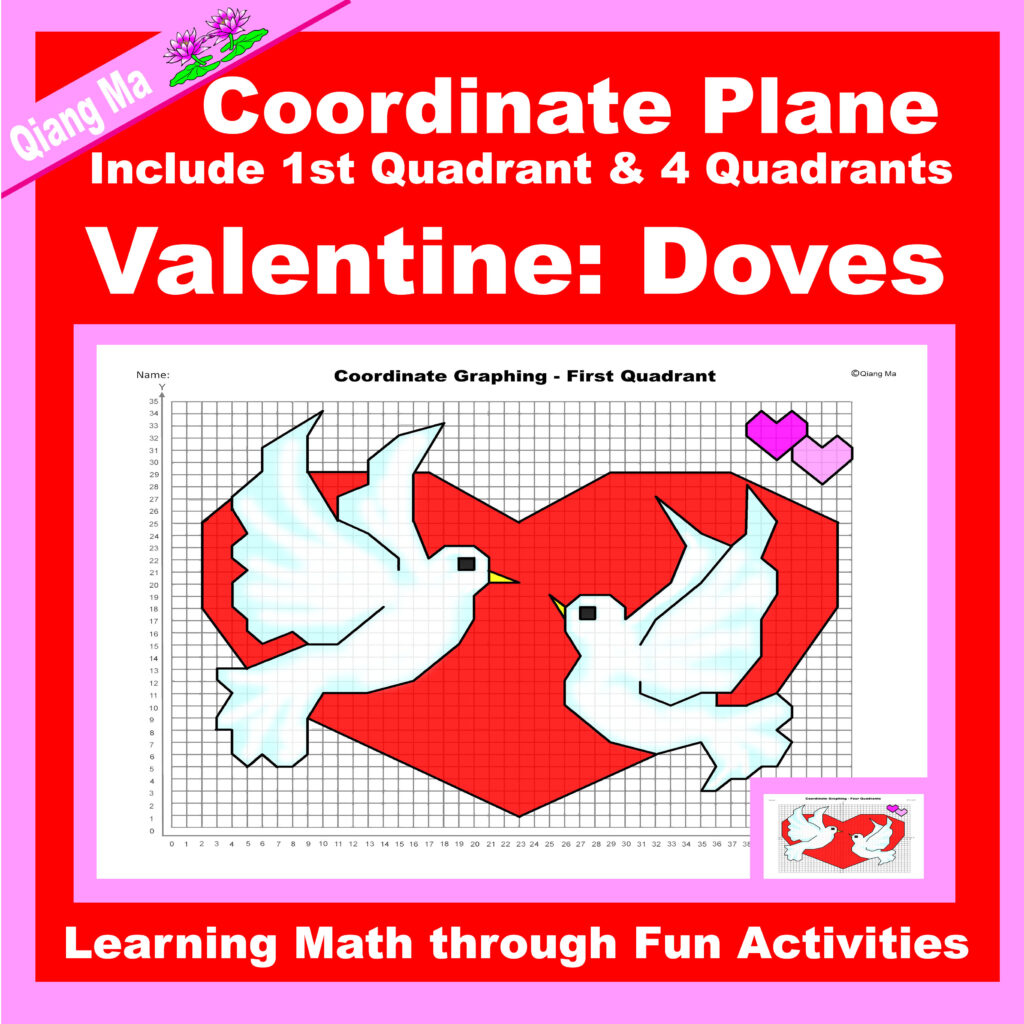 Valentine Coordinate Plane Graphing Picture: Doves | Made By Teachers
