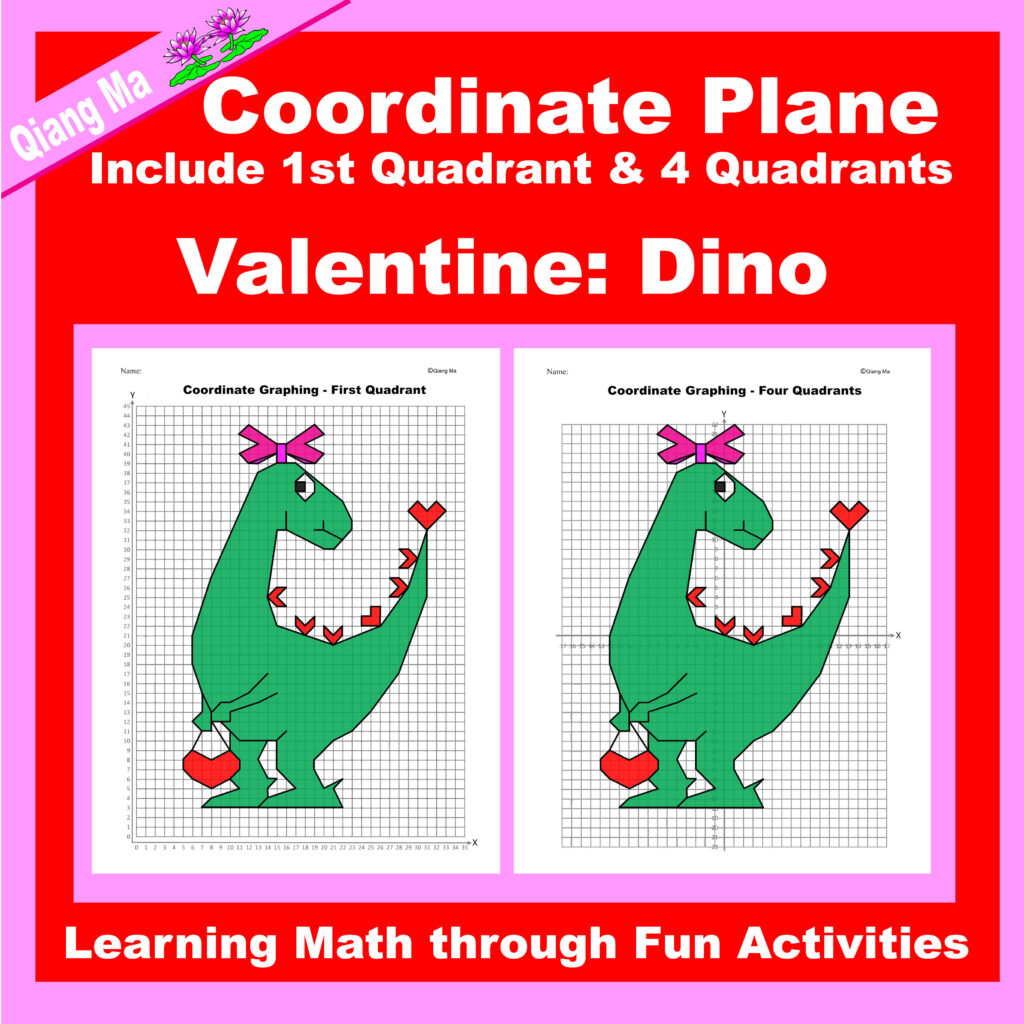 Valentine Coordinate Plane Graphing Picture: Dino | Made By Teachers