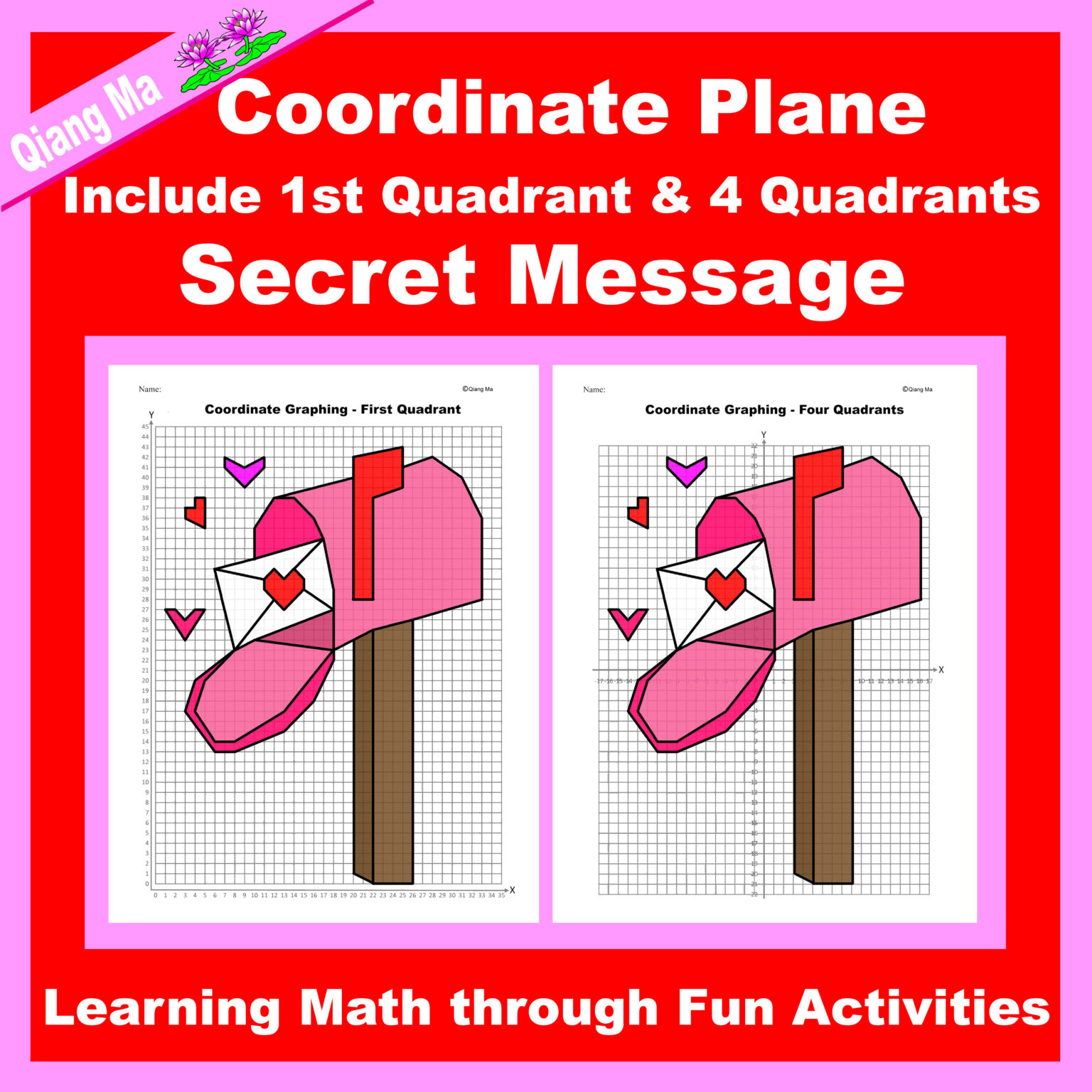 Valentine Coordinate Plane Graphing Picture: Secret Message | Made By ...