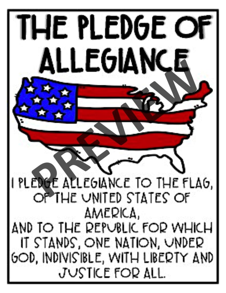 American Flag Pledge of Allegiance Printable Poster Word Sign | Made By ...