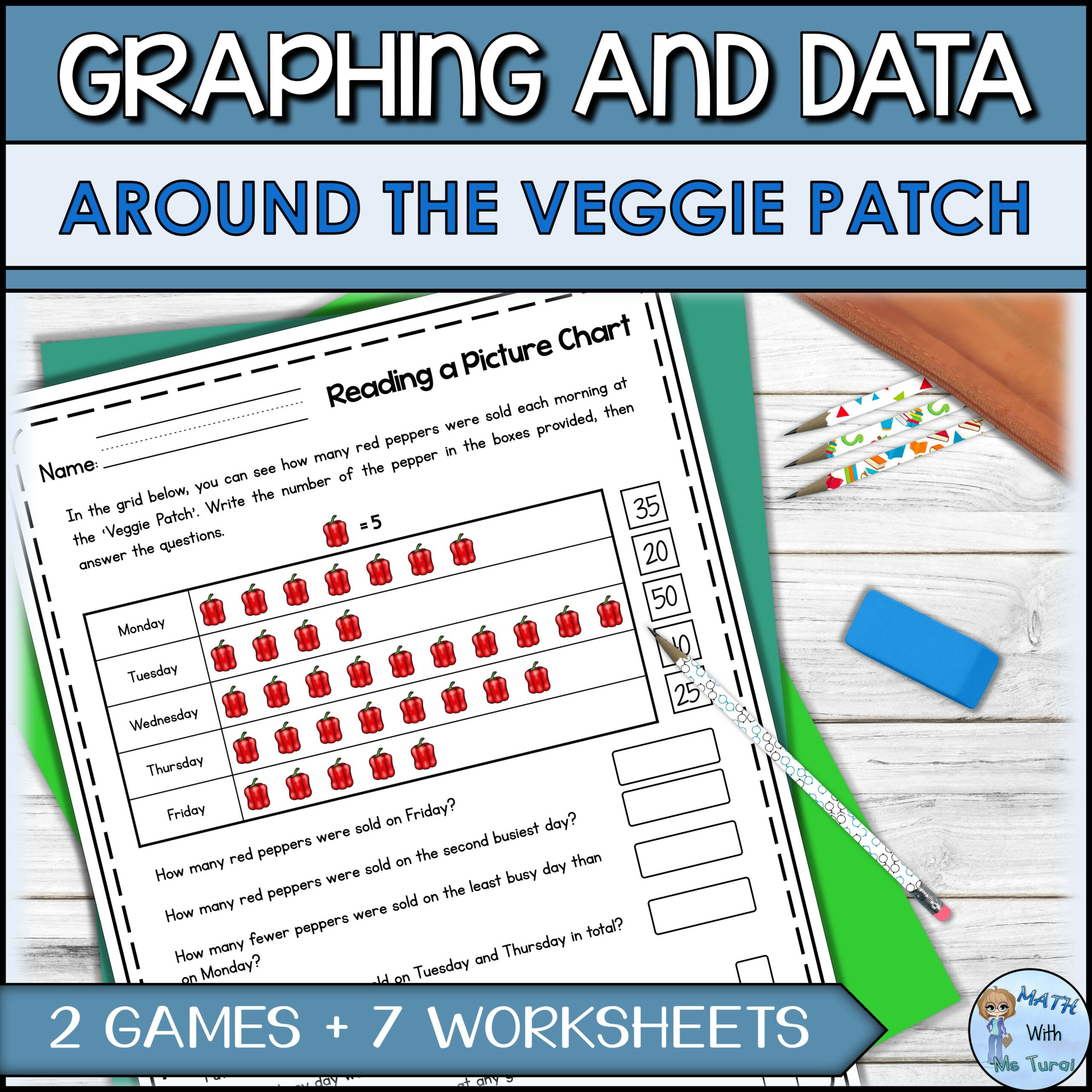 Graphing and Data Activities and Worksheets | Vegetables