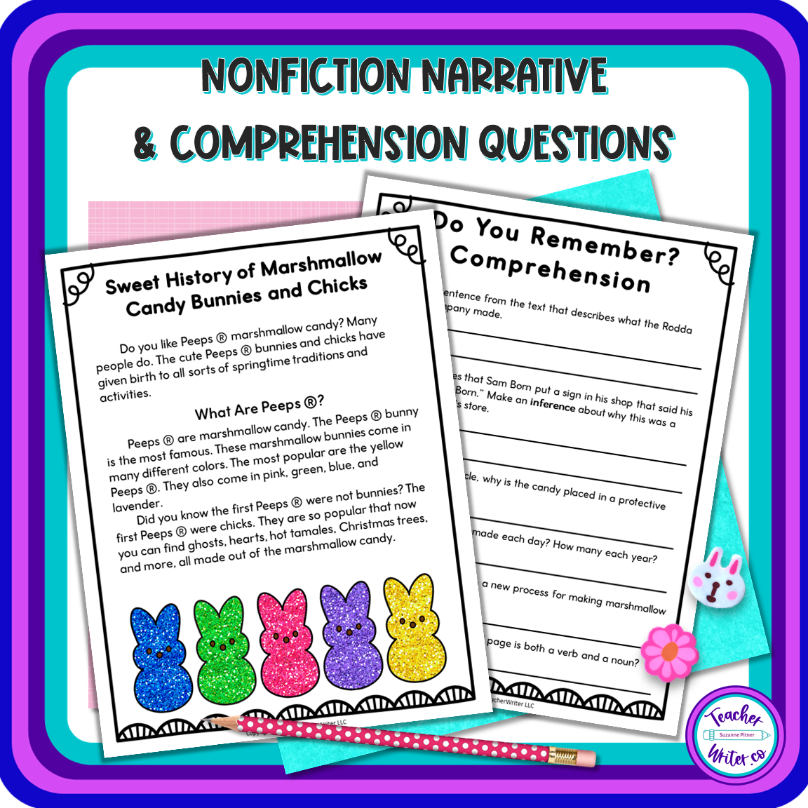 Close Reading and Writing Comprehension Marshmallow Candy Bunnies