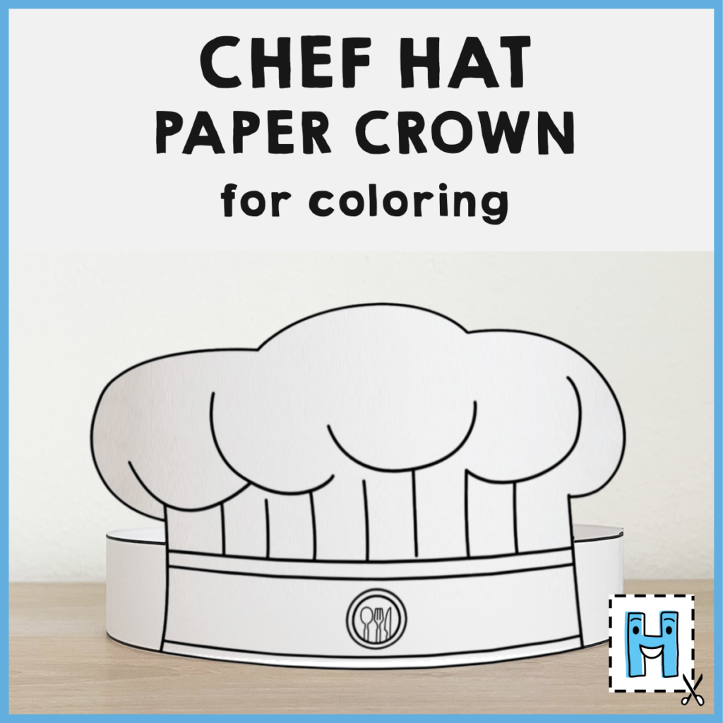 Chef Hat Cook Paper Crown Printable Coloring Craft Activity for kids