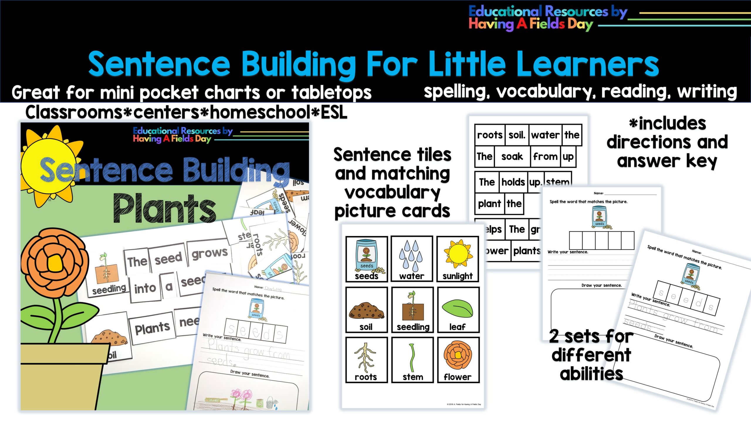 Sentence Building Tiles and Worksheets Plants Made By Teachers