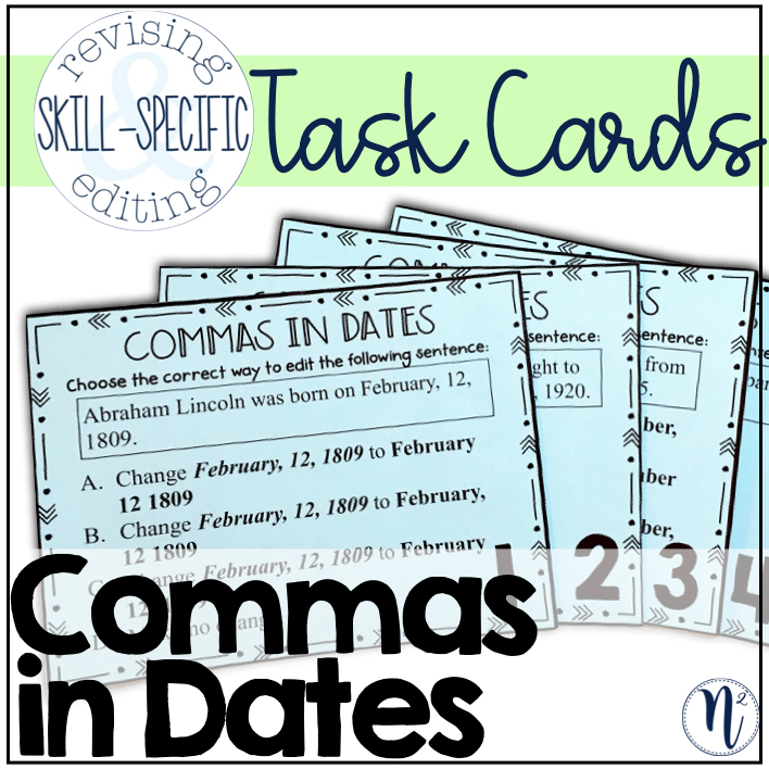 Commas Review: Skill-Specific Revising and Editing Task Cards | Made By ...