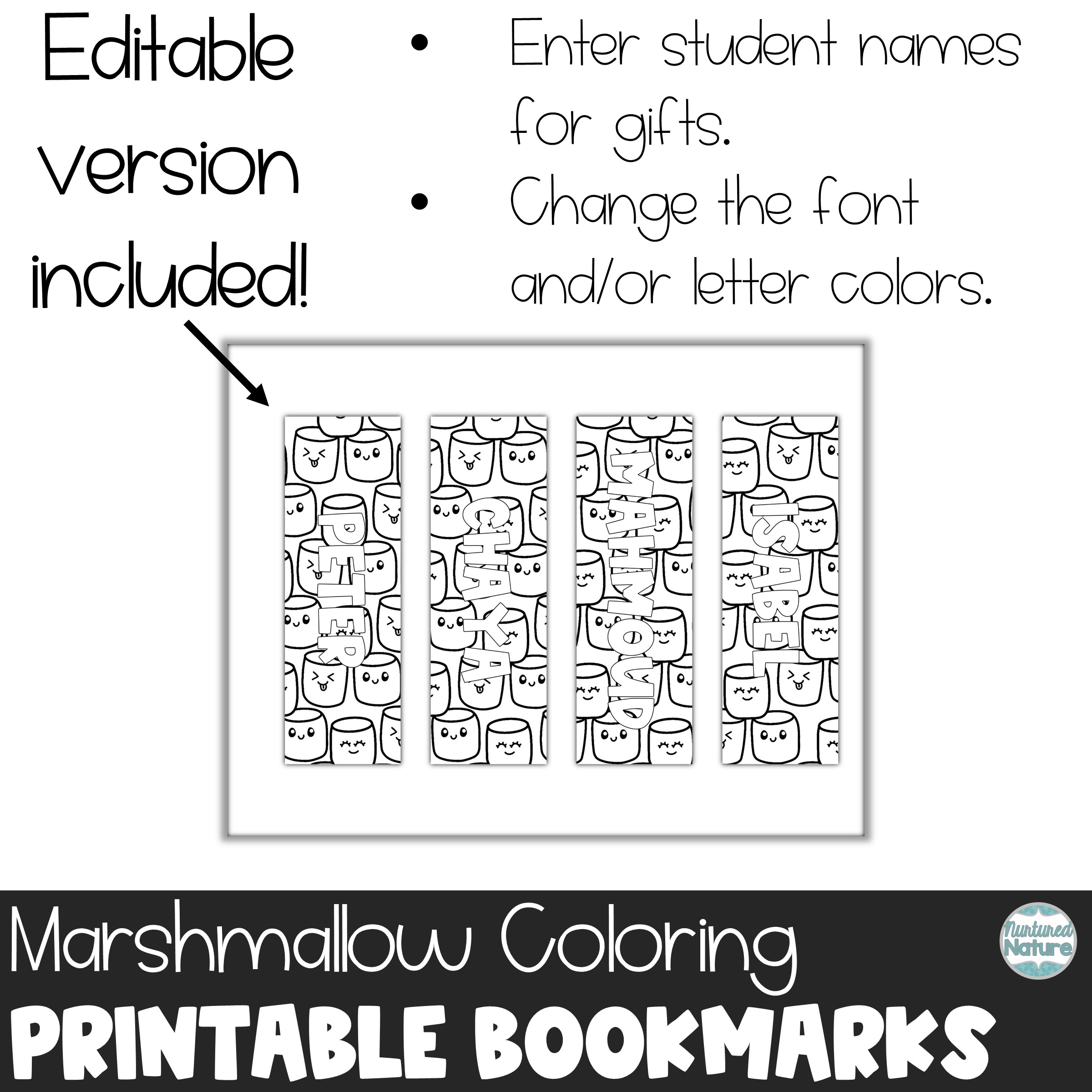 Editable Marshmallow Coloring Bookmarks for Valentine’s Day S’mores Party | Made By Teachers