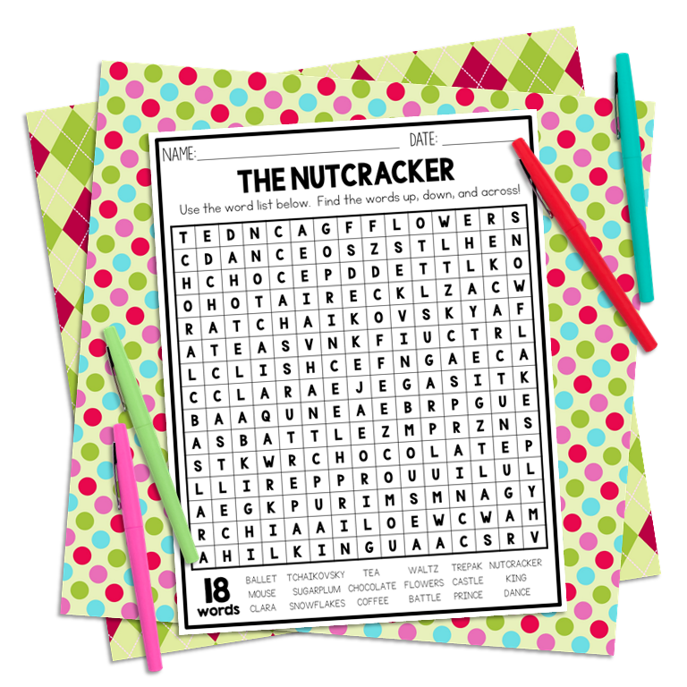 The Nutcracker Word Search for December and Christmas Made By Teachers