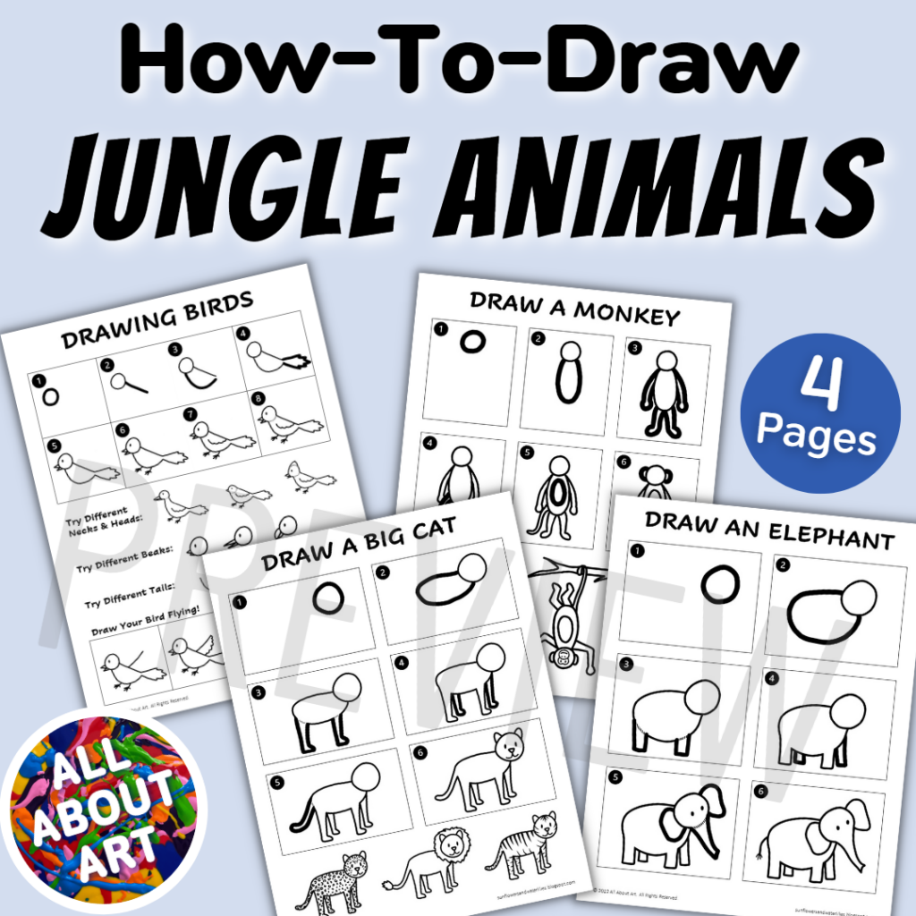 How To Draw Jungle Animals Easy Directed Drawing Tutorials Made By