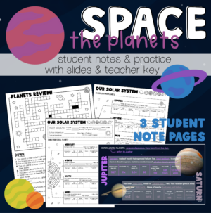 Planets of our Solar System Notes and Crossword Practice