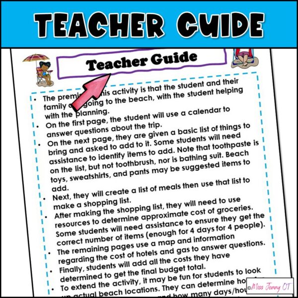 MIddle School Executive Functioning Activity Plan a Beach Trip | Made ...