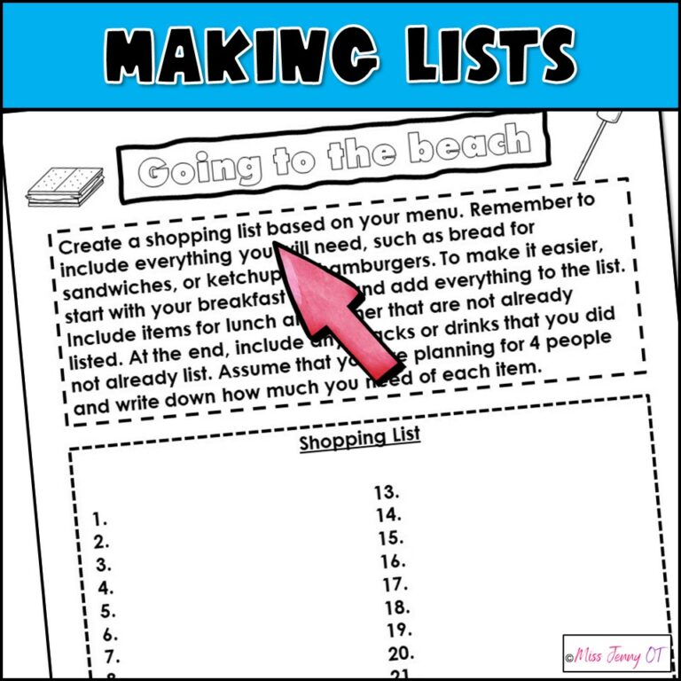 Middle School Executive Functioning Activities Plan A Trip Worksheets