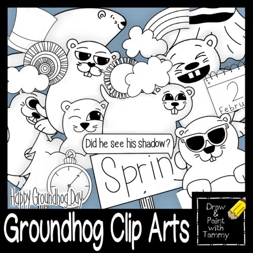 Groundhog Day Theme with Groundhogs Rainbow Sun February Clip Arts PDF ...