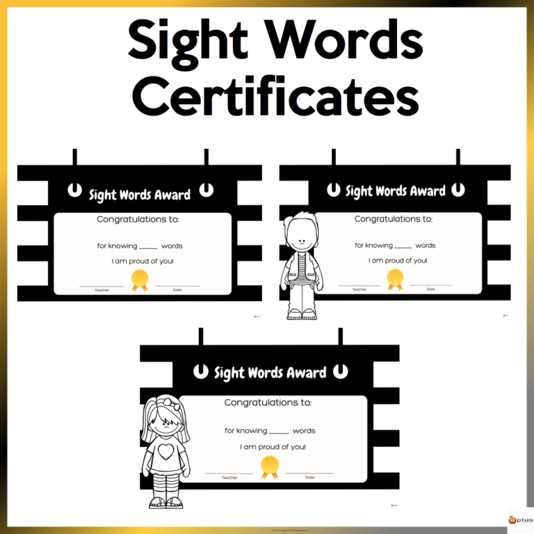 Editable Sight Words Certificates - Made By Teachers