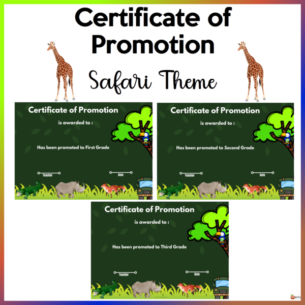 Editable Certificate of Promotion Safari Theme Made By Teachers Editable Certificate of Promotion Safari Theme Made By Teachers