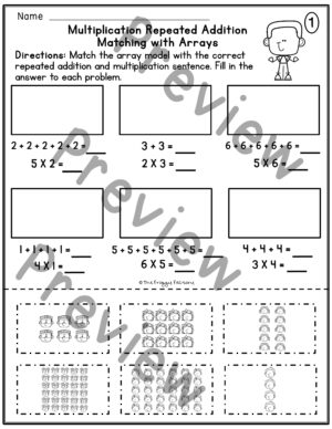 Multiplication as Repeated Addition Arrays Worksheets | Made By Teachers