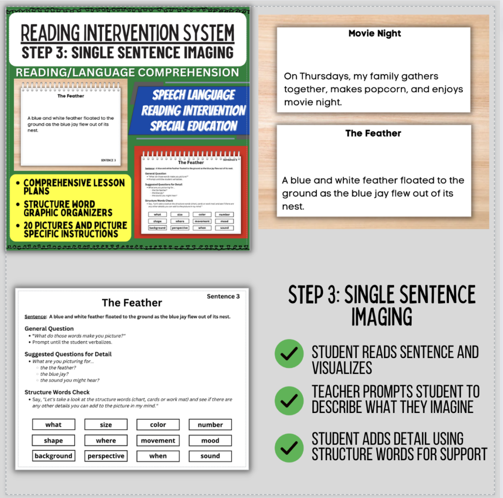 STEP 3 Visualizing from Single Sentence Imagery for Reading, Speech
