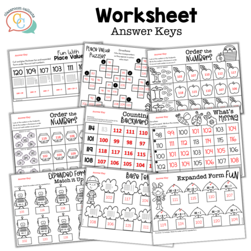 Place Value 100 to 120 – Hundreds Tens & Ones Task Cards and Worksheets ...