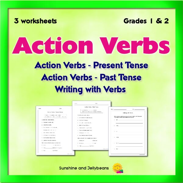 Action Verbs Present and Past Tense 3 worksheets Grades 12