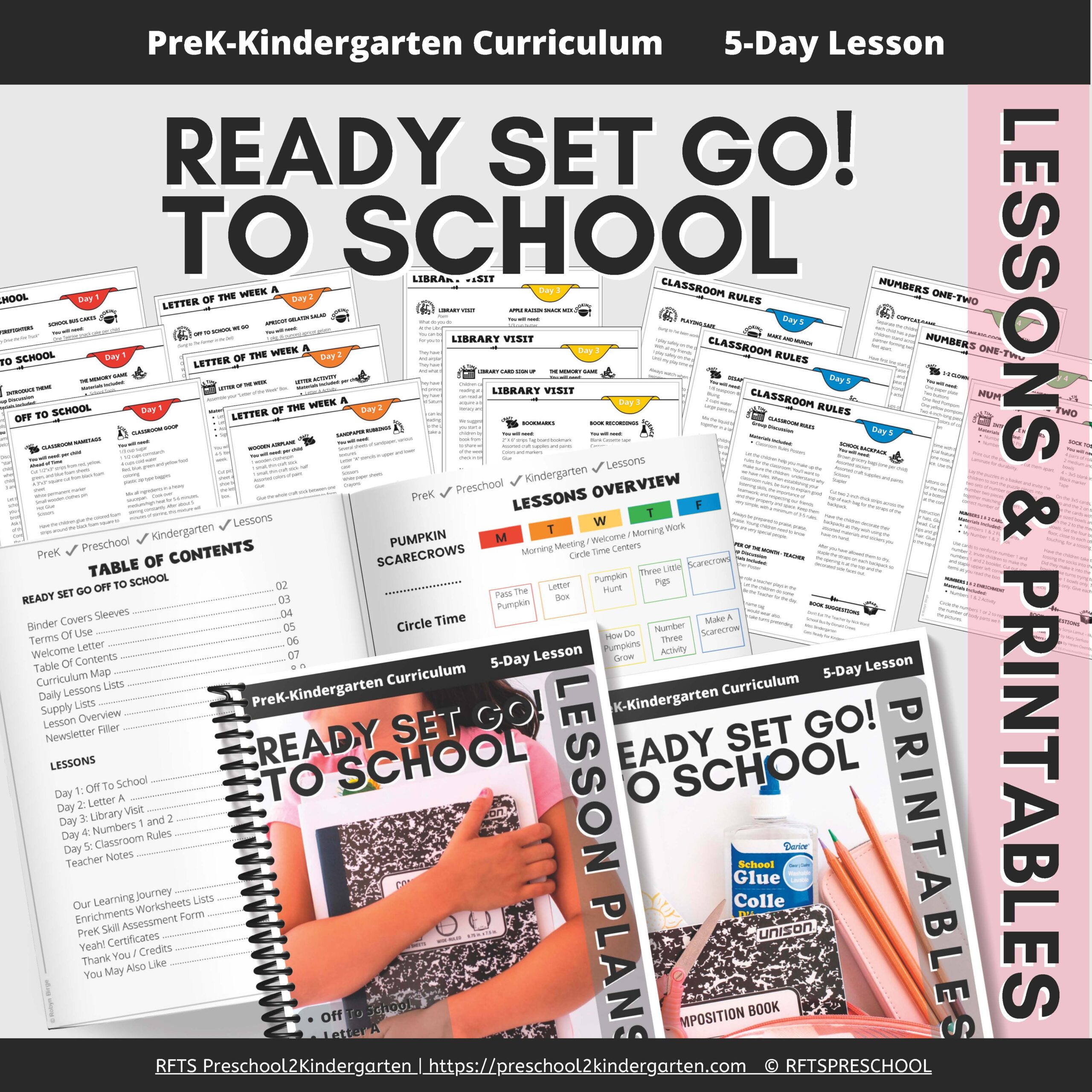 Ready Set Go To School Theme Lesson Plans Activities Printables
