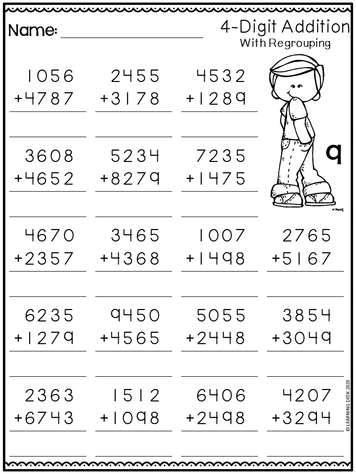 4 Digit Addition and Subtraction with Regrouping Worksheets Google