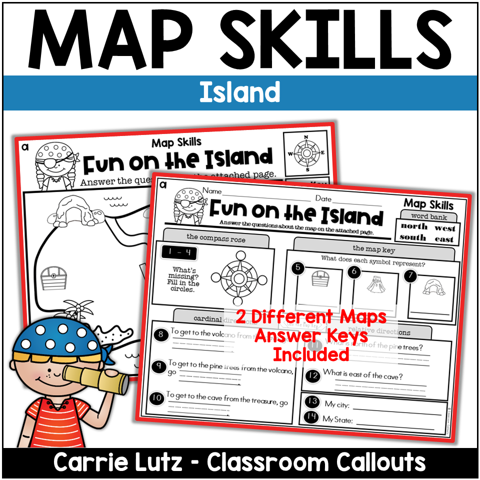 First grade map skills worksheets reading a map assessments made by