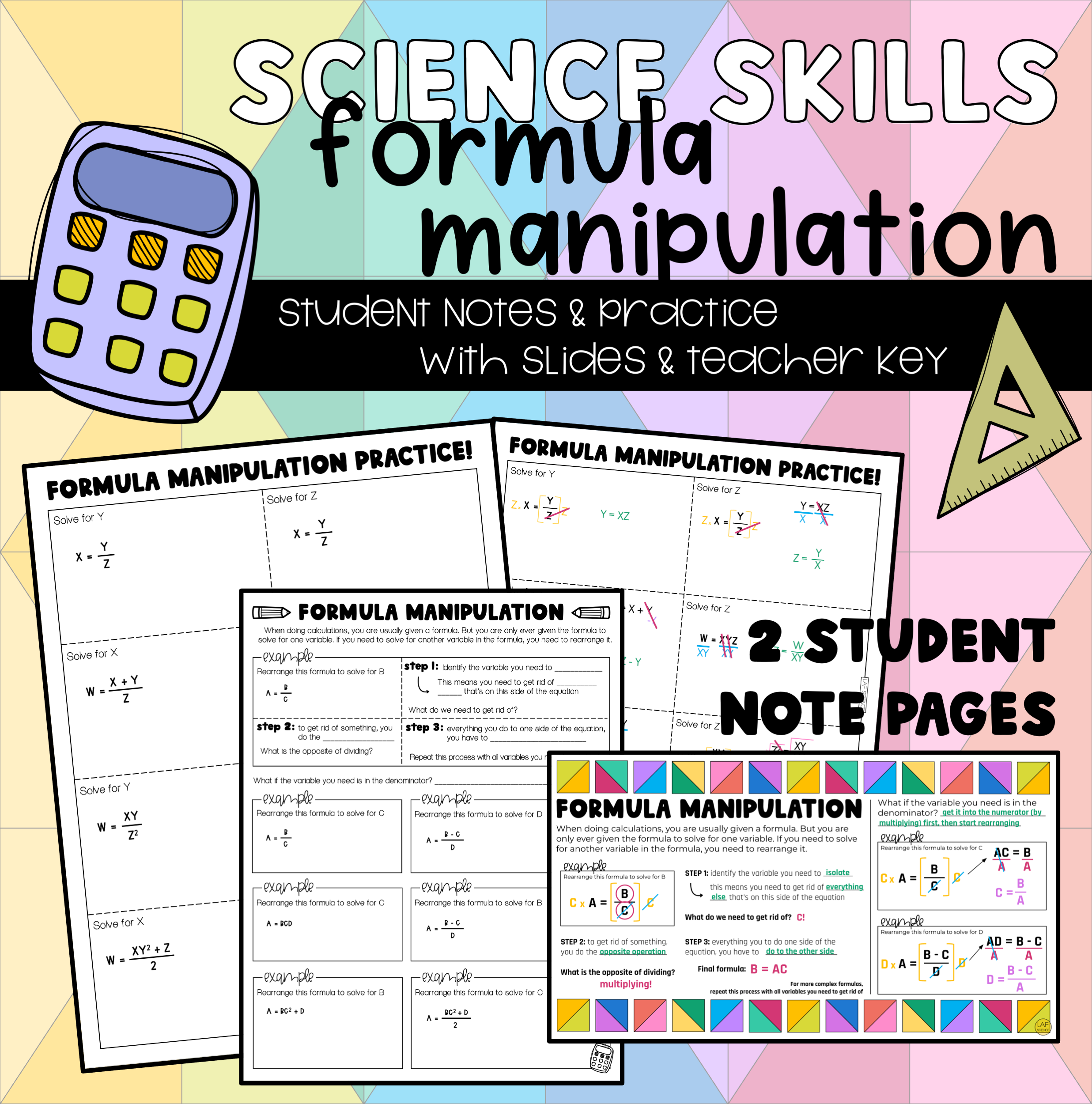 Science Skills: Formula Manipulation (Notes & Practice)