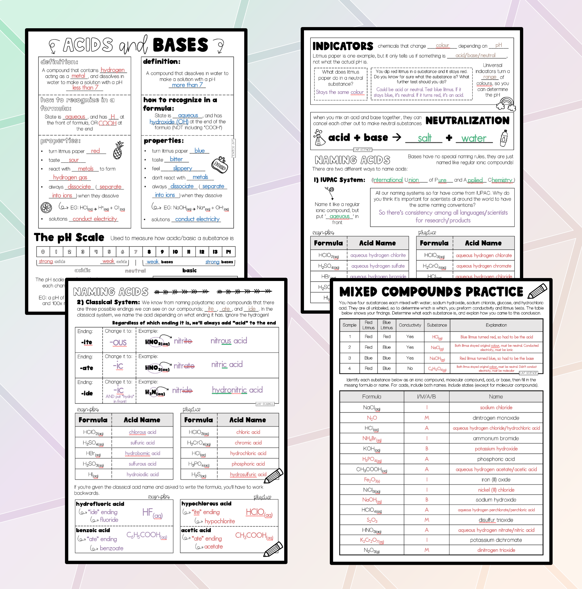 Acids and Bases (Notes and Practice) Made By Teachers