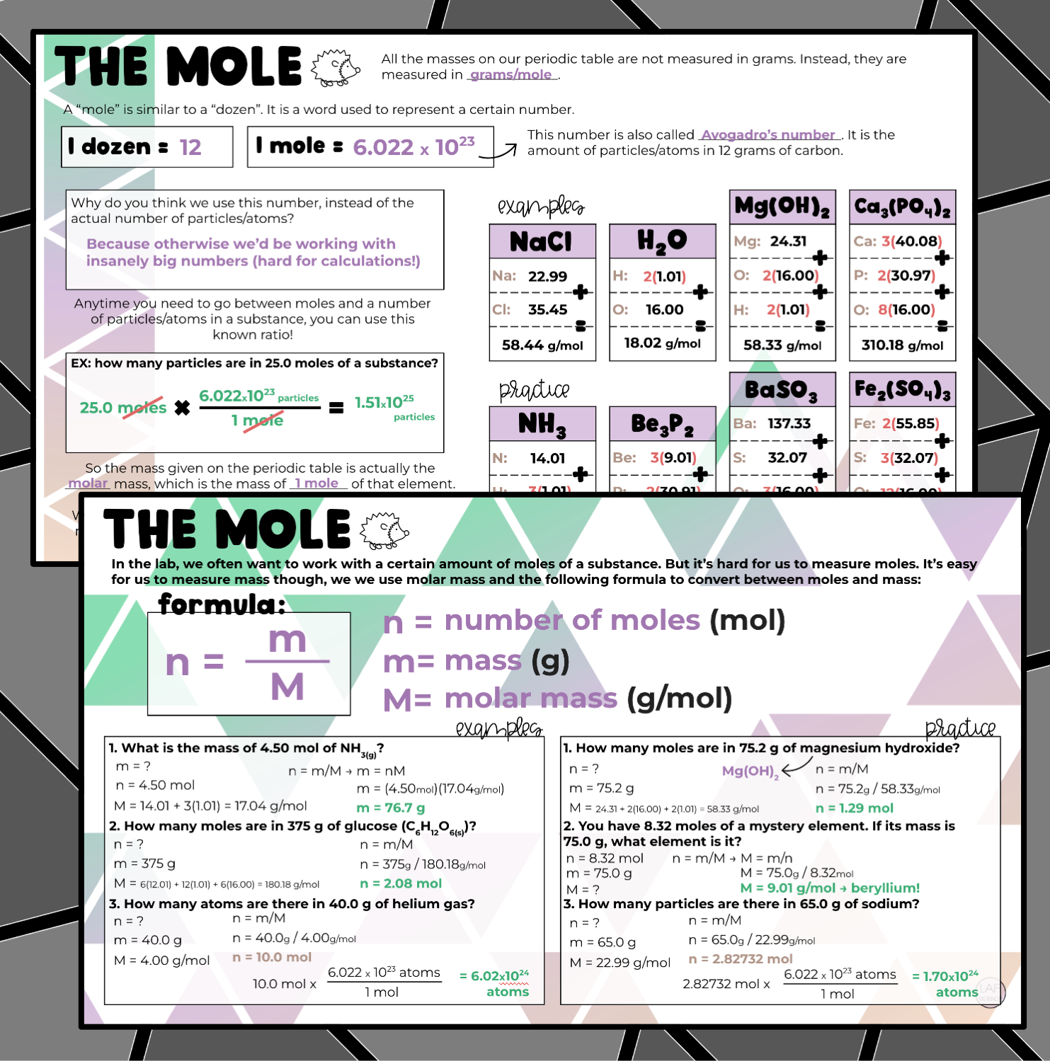 the-mole-and-molar-mass-notes-and-practice-made-by-teachers