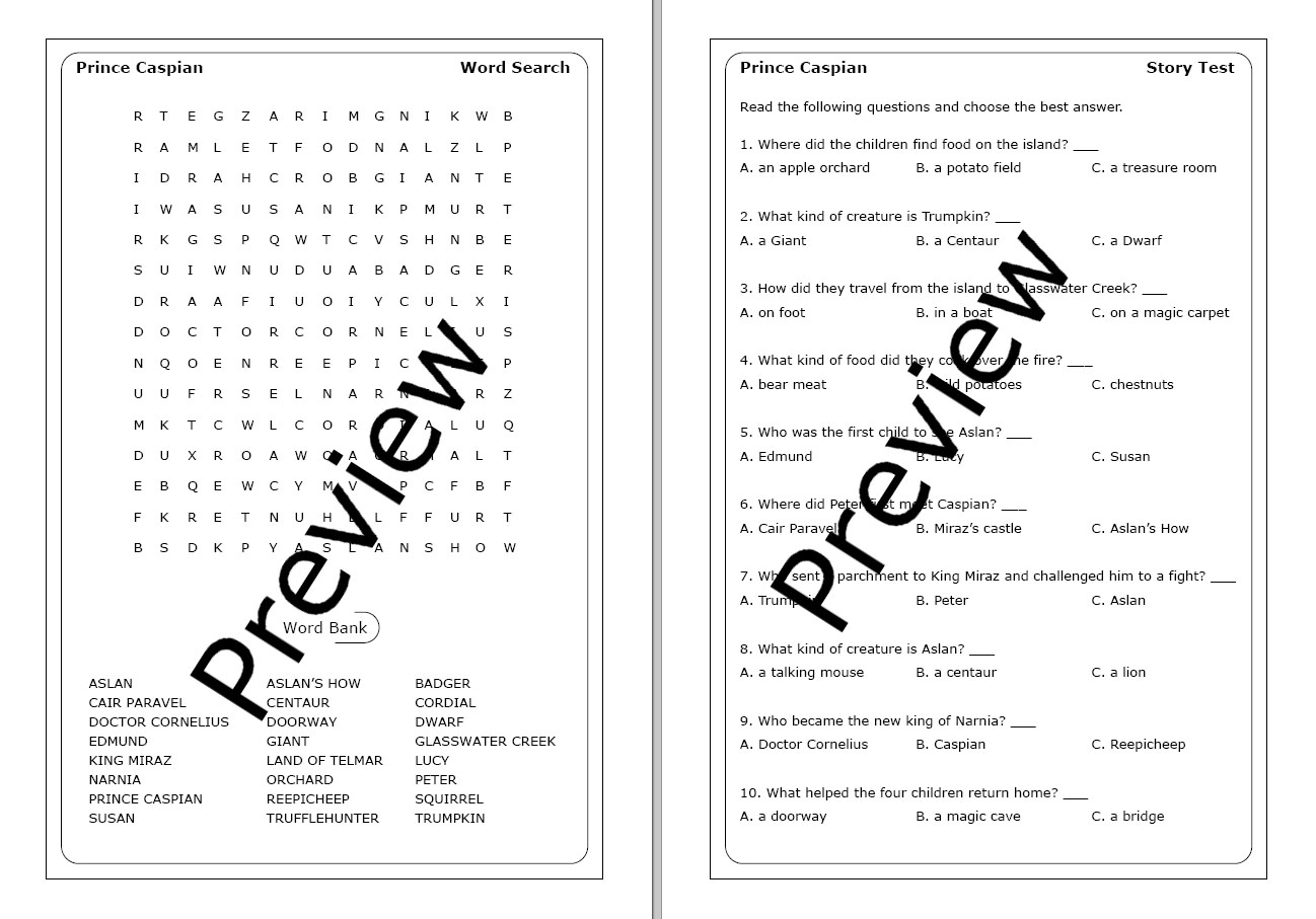 C. S. Lewis "Prince Caspian" worksheets | Made By Teachers
