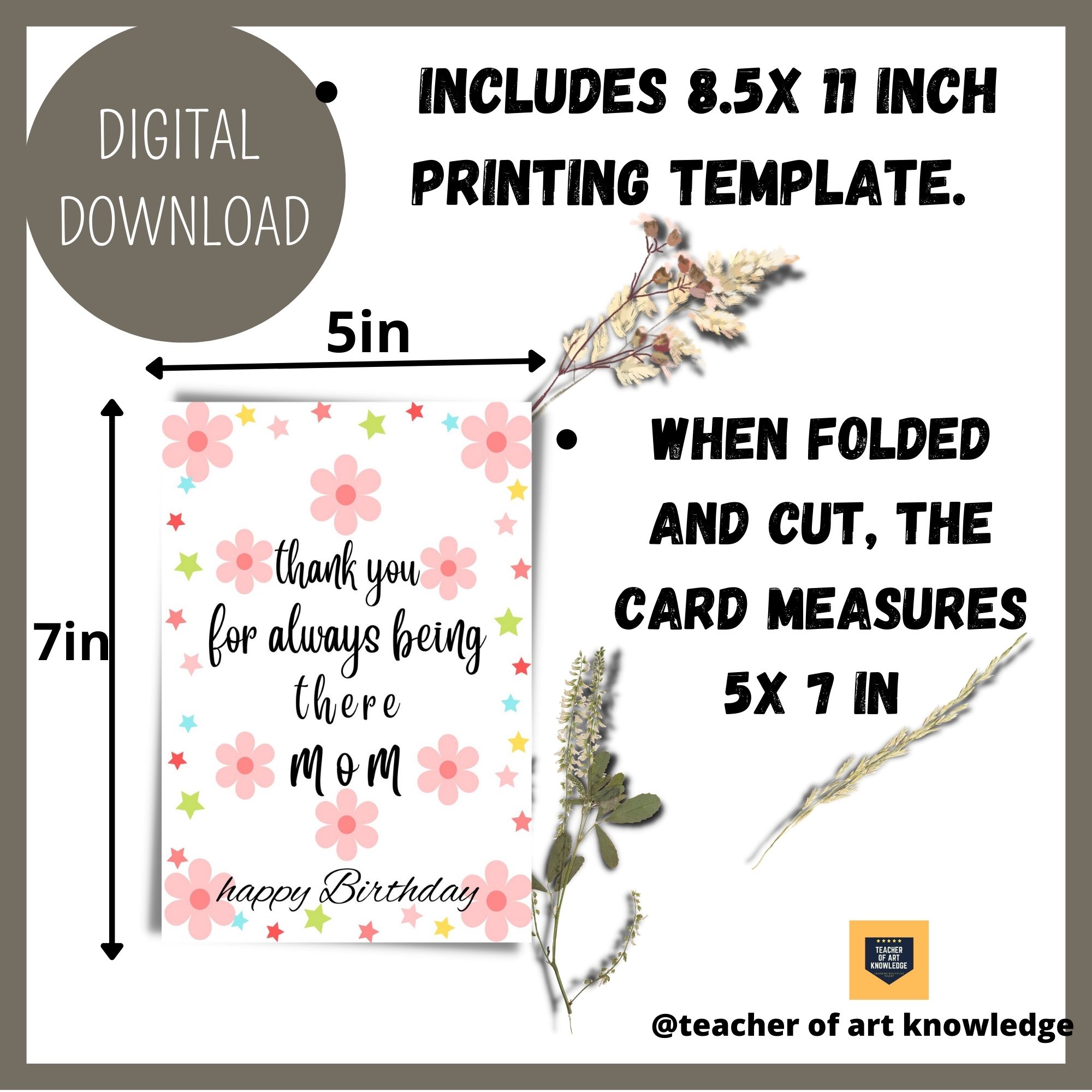 5x7 Greeting Card Printable, card mothers day | Made By Teachers