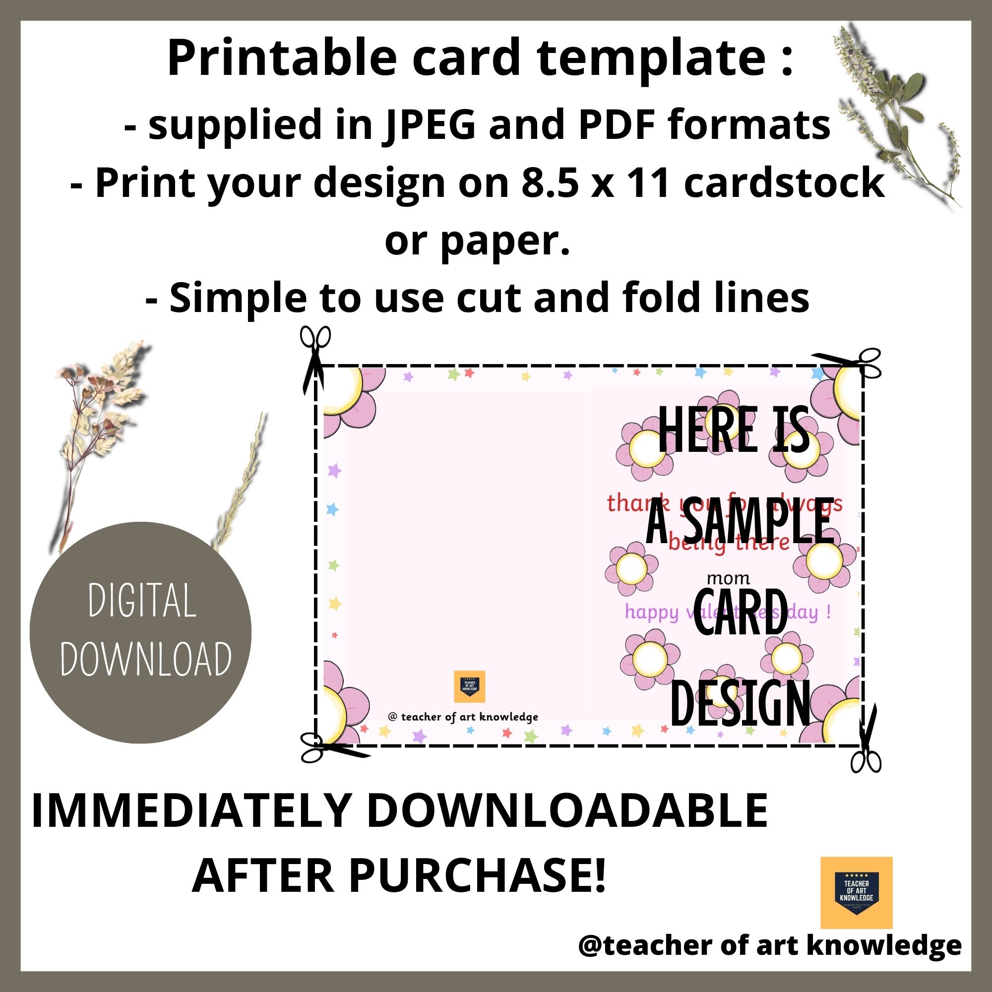 5x7 Greeting Card Printable, card mothers day | Made By Teachers