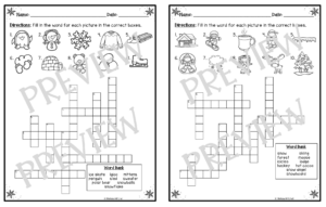 Crossword Puzzles Word Searches and Word Sorts for Winter ELA Made