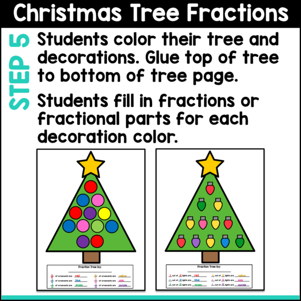 Christmas Tree Fractions Holiday Math Craft Activity for Fractional ...